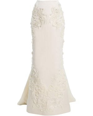 Wiederhoeft Embroidered Double-Faced Silk-Satin Maxi Skirt - White