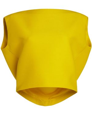 Balenciaga Draped Wool-Silk Cropped Top - Yellow