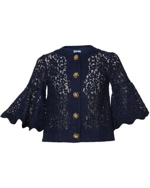 Lena Hoschek Ornella Lace Cotton-Blend Jacket - Blue