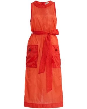 Saint Laurent Button-Back Nylon Midi Dress - Red