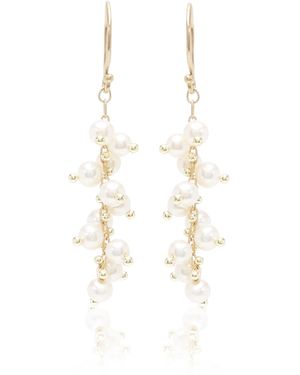 Ten Thousand Things Short Spiral 18k Yellow Gold Pearl Earrings - White