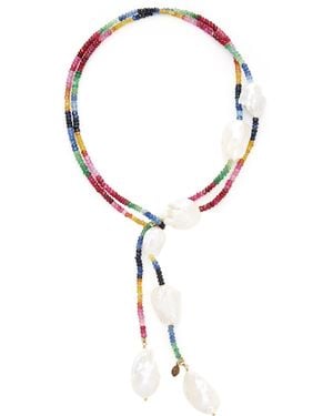 Joie Gold-filled Ruby, Emerald And Sapphire And Pearl Necklace - Metallic