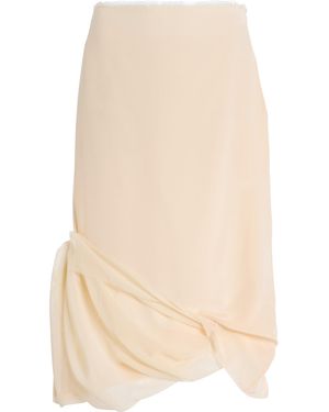 Colleen Allen Exclusive Draped Silk Maxi Skirt - Natural