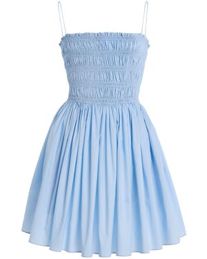 Matteau Shirred Organic Cotton Mini Dress - Blue