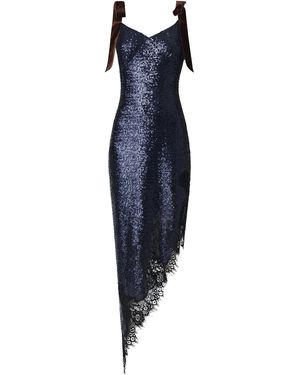 Monse Sequined Velvet-Tie Midi Dress - Blue