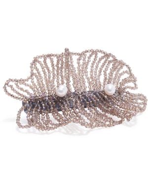 Emm Kuo Pearl-Embellished Beaded Hair Clip - Brown
