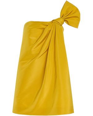Oscar de la Renta Asymmetric Silk Faille Mini Dress - Yellow