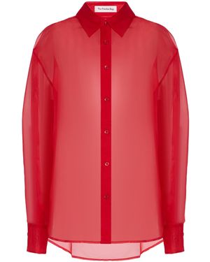Frankie Shop Peri Sheer Silk-blend Shirt - Red
