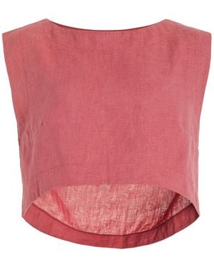 Posse Martina Linen Crop Top - Pink
