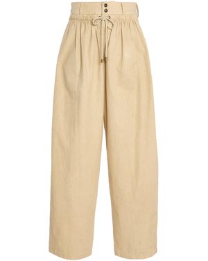 Isabel Marant Inaya Double-Band Cotton Wide-Leg Pants - Natural