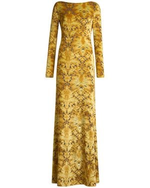 Etro Printed Jersey Maxi Dress - Yellow