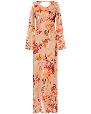 Aje. Transept Floral Satin Maxi Dress - Orange