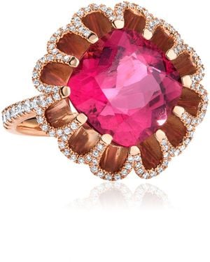 Mindi Mond New York Floating 18K Tourmaline And Diamond Ring - Red