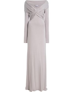 Mel Usine Orleans Draped-Bust Portrait-Neck Maxi Dress - Grey