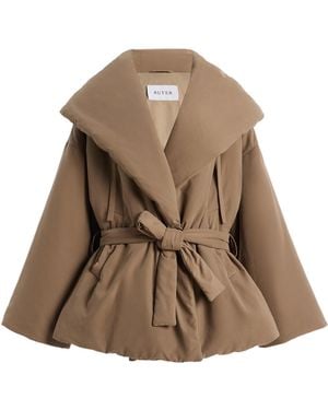Auteur Brushed Hooded Twill Puffer Jacket - Brown