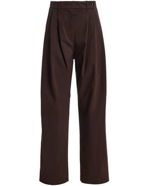 Co. Tton Twill Wide Leg Pleated Trousers - Brown