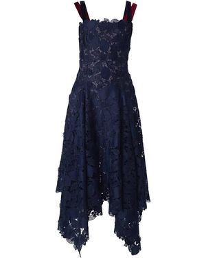 Monse Lemon-Lace Handkerchief Hem Midi Dress - Blue