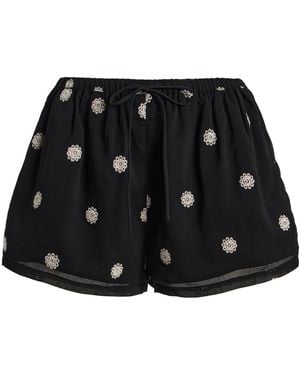 ELCE Elle Embroidered Crepe Shorts - Black