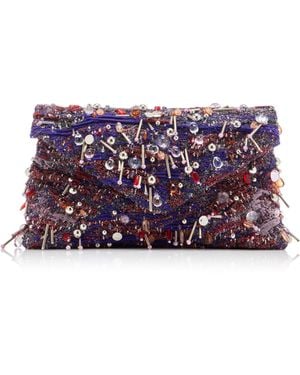 Dries Van Noten Embroidered Jacquard Envelope Clutch - Purple