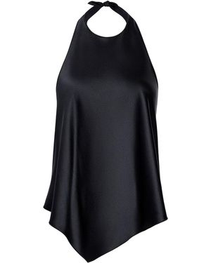 Aflalo Auvira Silk Satin Halter Top - Black