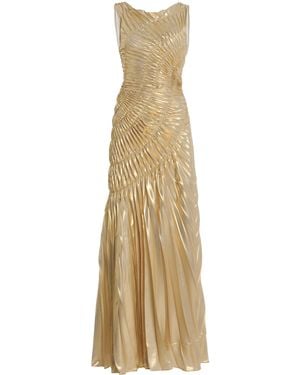 Georgia Hardinge Fossil Lamé Maxi Dress - Natural