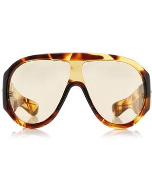Bottega Veneta Scudo Shield Acetate Sunglasses - Natural
