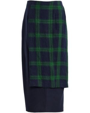 Ashlyn Twisted Plaid Cotton Midi Skirt - Green