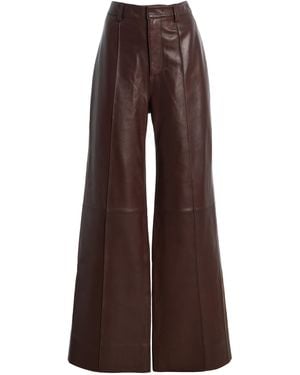 Sea Caitlin Leather Wide-Leg Trousers - Brown