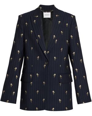 Erdem Embroidered Wool-Blend Jacket - Blue