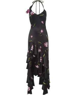 Monse Ruffled Hem Silk Mini Dress - Black