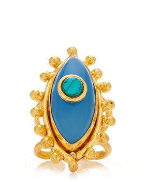Sylvia Toledano Third Eye 22k Gold-plated Turquoise Chalcedony Ring - Blue