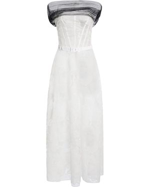 Zuhair Murad Floral Tulle Midi Dress - White