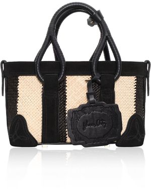 Johanna Ortiz Woven Garden Mini Tote Bag - Black