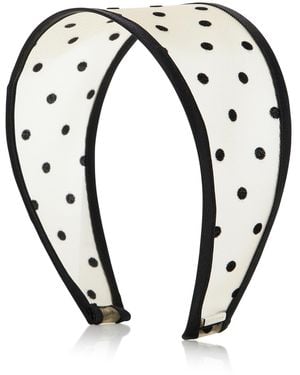Lelet Giselle Polka-Dot Mesh Wide Headband - Black