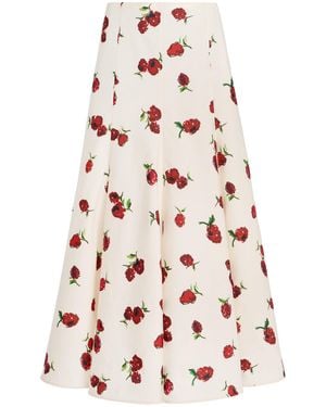 KHAITE Lenno Printed Cotton-Silk Midi Skirt - Multicolour