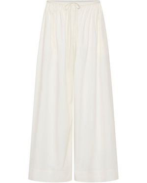 St. Agni Cotton Hybrid Wide Leg Trousers - White