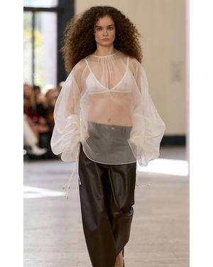 Aje. Lunetta Oversized Organza Top - Natural