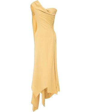 Marmar Halim Scarf-Detailed Georgette Midi Dress - Metallic