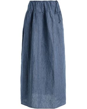 Deiji Studios Striped Linen Maxi Drawstring Skirt - Blue