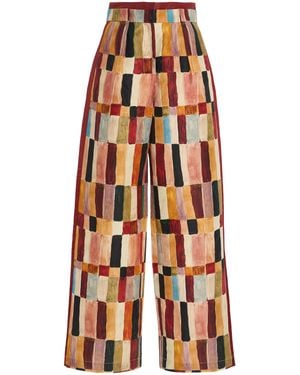 ALÉMAIS Marjorelle Linen-Silk Wide-Leg Pants - Multicolor
