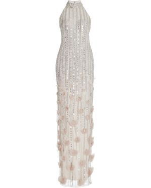 Pamella Roland Crystal-embellished Tulle Halter Gown - White