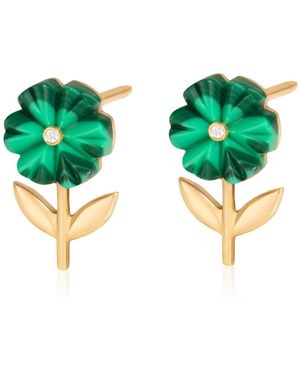 L'Atelier Nawbar Noahs Garden 18K Diamond And Malachite Earrings - Green