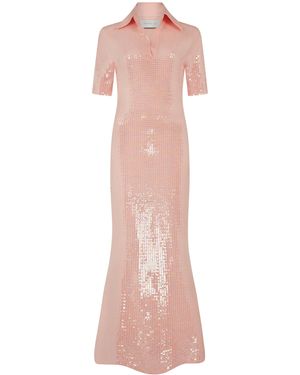Conner Ives Exclusive La Isla Sequined Jersey Maxi Polo Dress - Pink