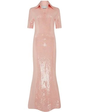 Conner Ives Exclusive La Isla Sequined Jersey Maxi Polo Dress - Pink