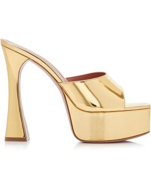 AMINA MUADDI Dalida Metallic Leather Platform Mules - Natural