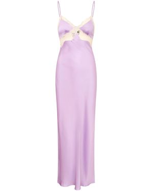 LoveShackFancy Kimberlyn Liquid Satin And Lace Maxi Dress - Purple