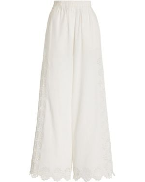 Sea Edith Cotton And Linen-blend Wide-leg Trousers - White