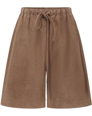Into The East Leather Shorts - Brown