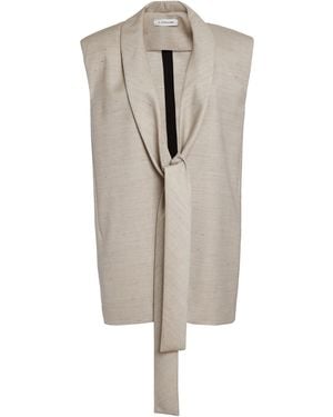 Lanvin Wool-Silk Lavalière Sleeveless Jacket - Gray