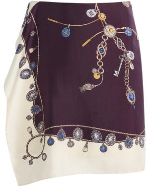Versace Stolen Jewels Silk-Twill Mini Skirt - Purple